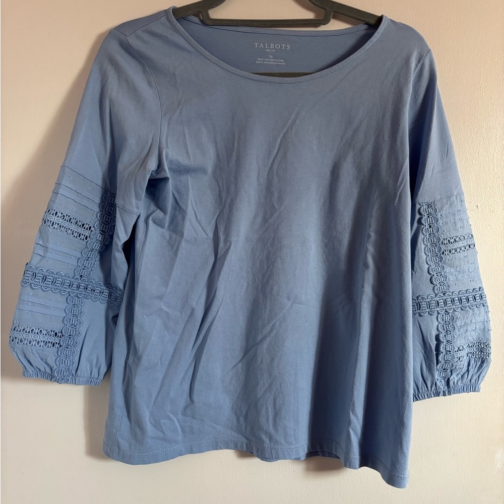 Talbots Sky Blue Three Quarter Tee